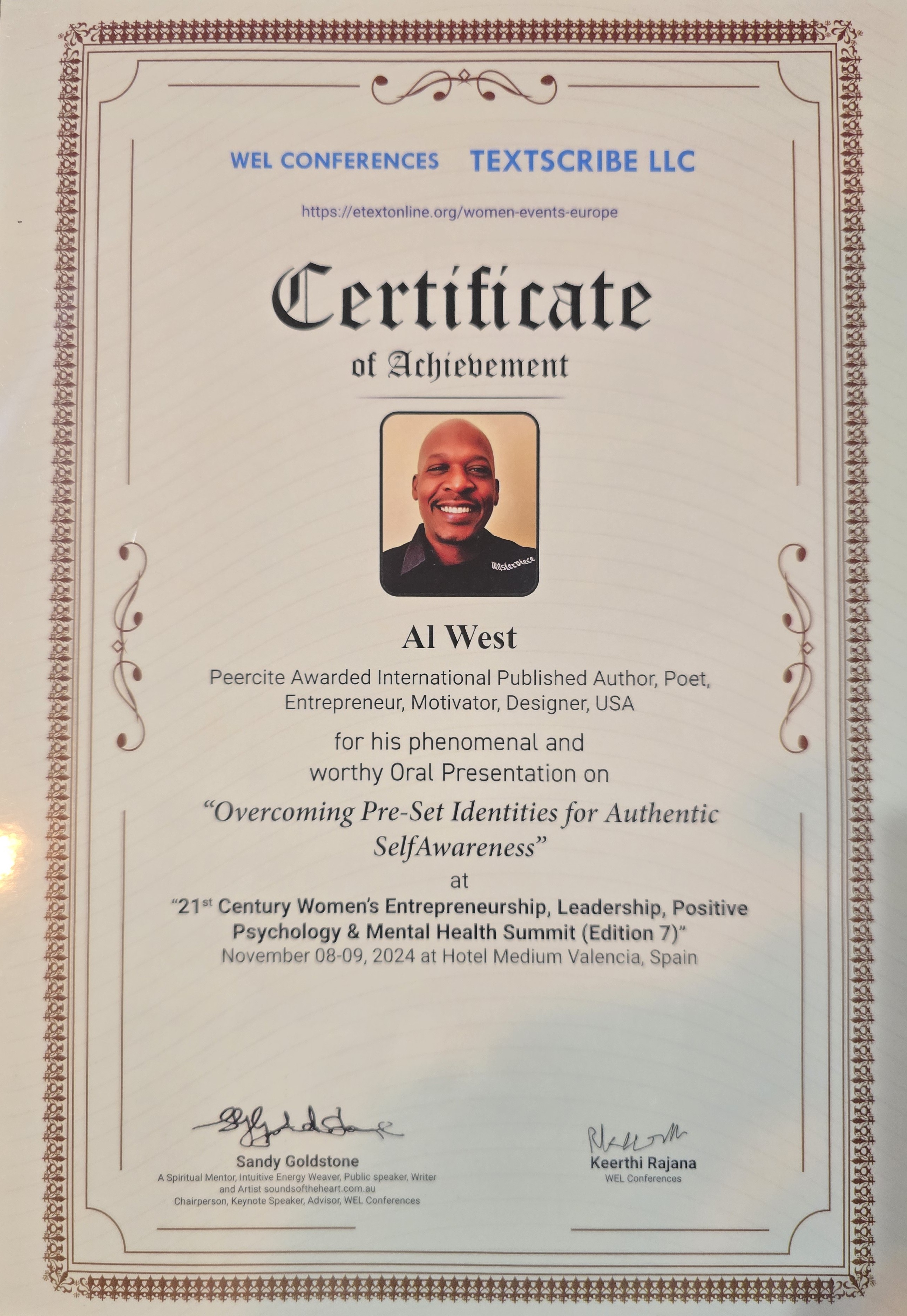 Certificate of Achievement - Women's Summit Spain